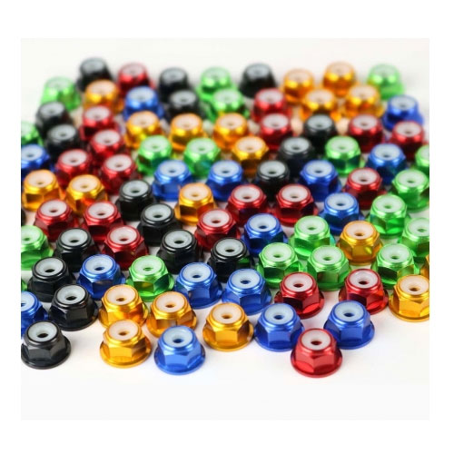 Porca Pinball com Flange de Bloqueio de Nylon Colorida